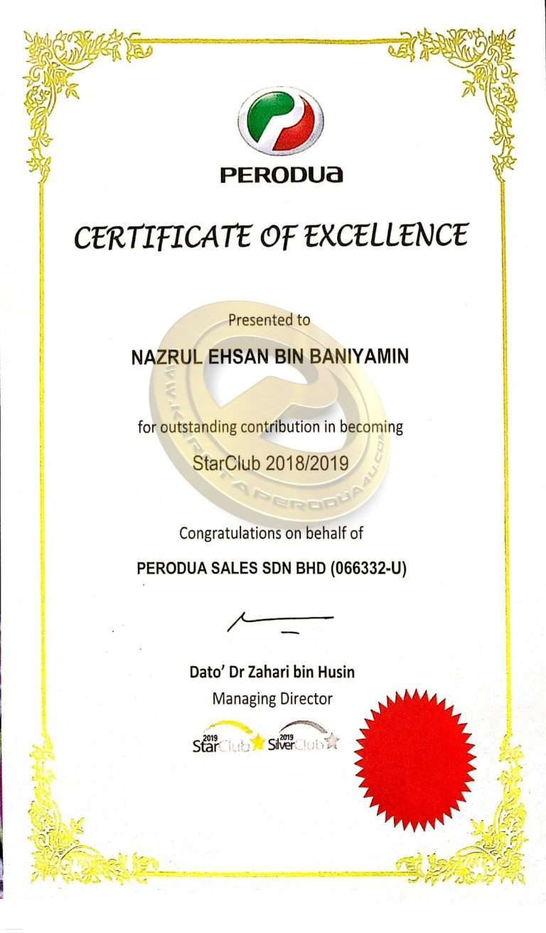 sijil starclub perodua